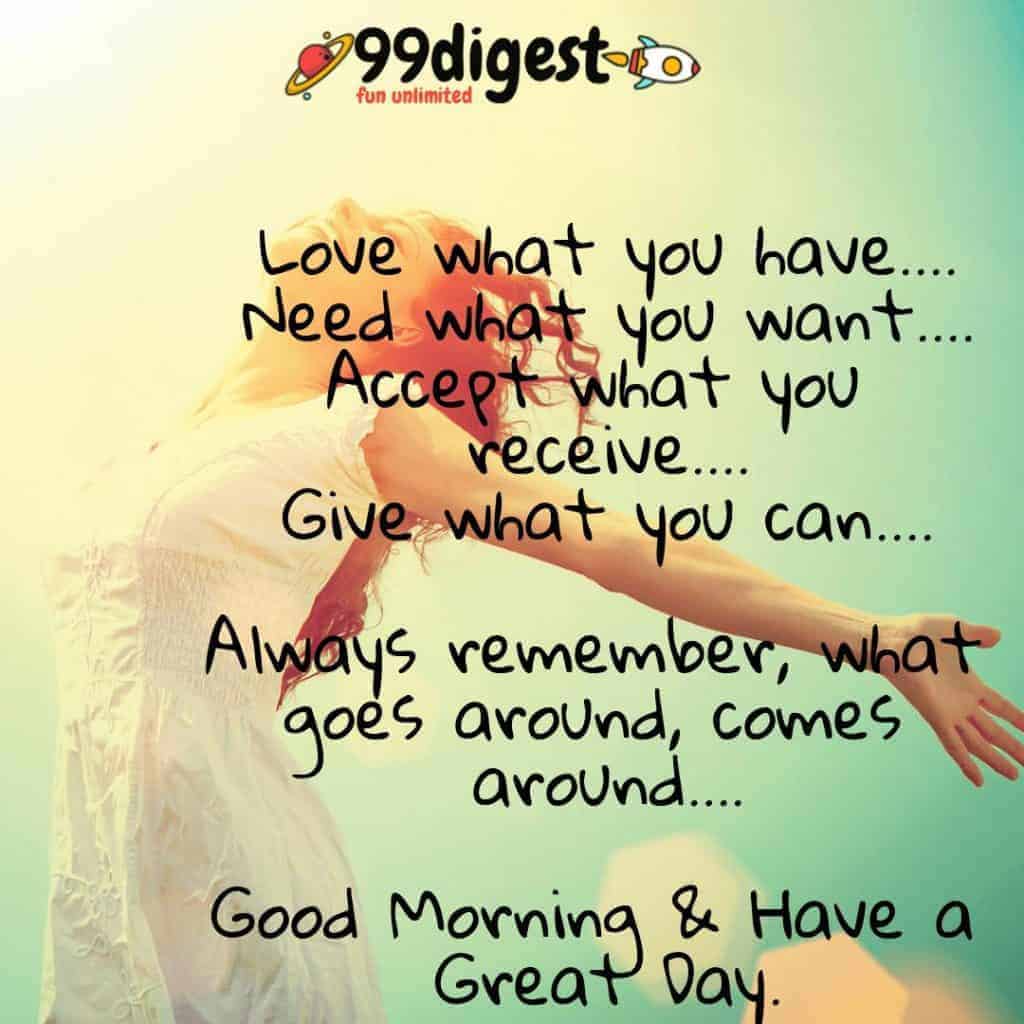 Best Good Morning Wishes In English Love what you have 